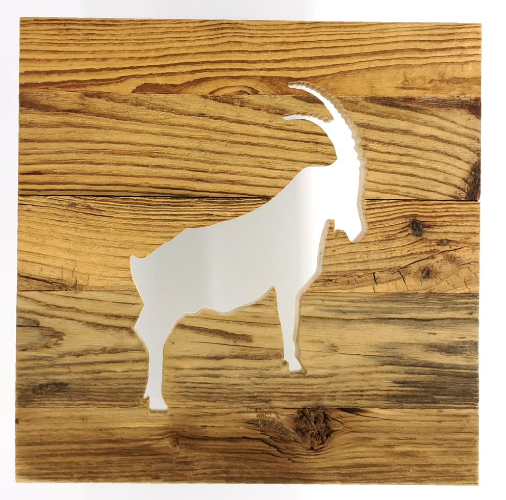 Altholz Wandbild Steinbock