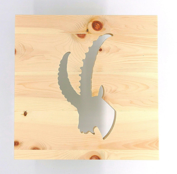 Zirben Wandbild Steinbock2 30 x 30 cm - Alpinara.de